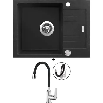 Granitový dřez Granitový dřez SET Sinks RAPID 580 XC granblack + Kuchinox ELZA BKE 761 chrom/černá