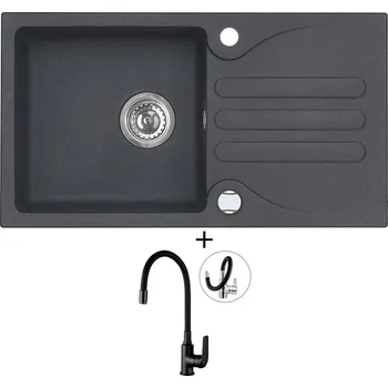 Granitový dřez Granitový dřez SET Alveus GALAPAGOS 30 black 91 + Kuchinox ELZA BKE B61D černá matná