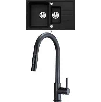 Granitový dřez Granitový dřez SET Alveus INTERMEZZO 70 černá matná + Deante LIMA N72M černá matná