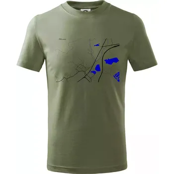 Chlumec 403 39 mapa s vodními toky - Tričko dětské bavlněné - 104-110cm / 3-4 roky ( Khaki )
