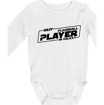 Best floorball player in galaxy - Body kojenecké s dlouhým rukávem - Dlouhý r. 3-6 měs ( Bílá )
