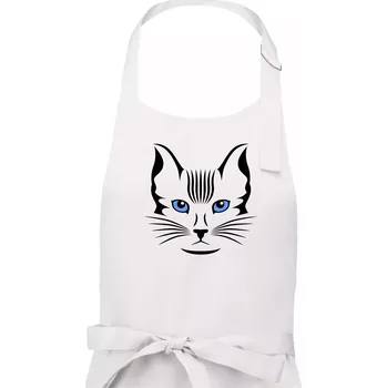 Kuchyňská zástěra Kočka hlava skica - Dámská zástěra na vaření - Univerzální velikost ( Bílá )