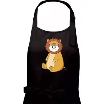 Kuchyňská zástěra Kočka v převleku lva - Dámská zástěra na vaření - Univerzální velikost ( Černá )