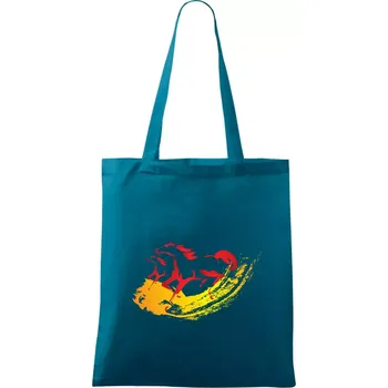 Dva běžící koně - Taška bavlněná - 42 x 38 cm ( Petrolejová )