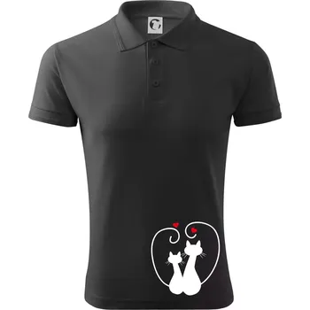 Pánská košile Kočky - Zamilovaný pár - Polokošile pánská Pique Polo 203 - 5XL ( Tmavá břidlice (šedá se zeleným nádechem) )