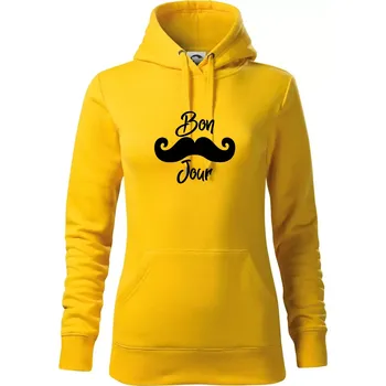 Dámská mikina Mustache Bon Jour - Mikina dámská Cape s kapucí - XS ( Žlutá )