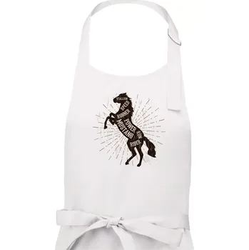 Kuchyňská zástěra Horse mustang - Pánská zástěra na vaření - Univerzální velikost ( Bílá )