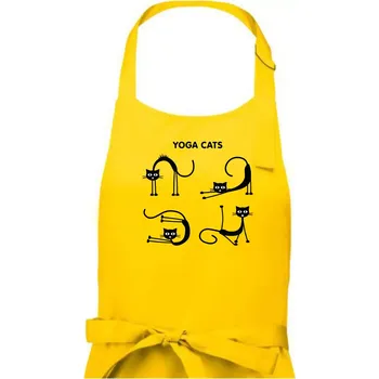 Kuchyňská zástěra Kočičí jóga (Hana-creative) - Pánská zástěra na vaření - Univerzální velikost ( Žlutá )