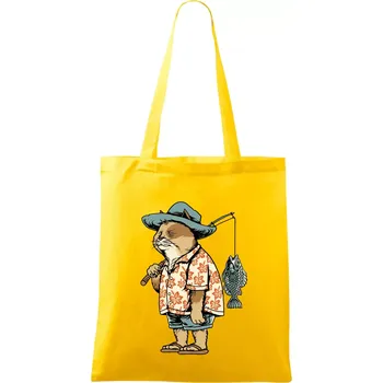 Kočka rybářem - Taška bavlněná - 42 x 38 cm ( Žlutá )
