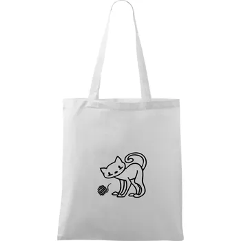 Nákupní taška Kočka - Klubíčko - prsa - Taška bavlněná - 42 x 38 cm ( Bílá )