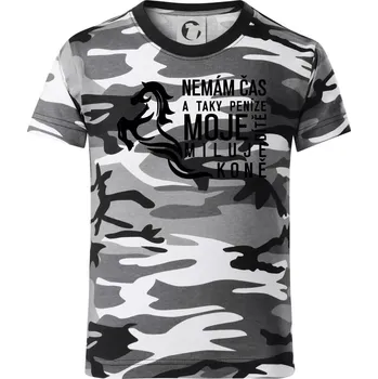 Chlapecké oblečení Nemám čas a taky peníze - Kůň - Dětské maskáčové triko - 134 cm/8 let ( Šedý maskáč )