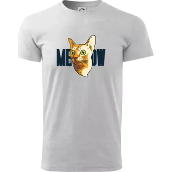 Kočka meow - Triko extra velké (5-8XL) - 8XL ( Světlešedý Melír )