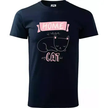 Home is where my cat is - Triko extra velké (5-8XL) - 6XL ( Námořní modrá (velmi tmavá - téměř černá) )