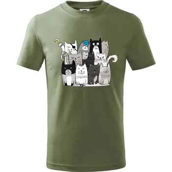 Kočky co nejsou tak úplně veselé - Tričko dětské bavlněné - 158 cm/12 let ( Khaki )