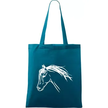 Kůň - hlava celá - Taška bavlněná - 42 x 38 cm ( Petrolejová )