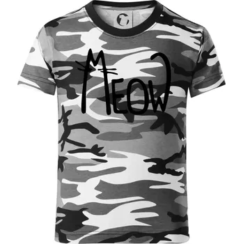 Chlapecké tričko Meow - Mňau - Dětské maskáčové triko - 122 cm/6 let ( Šedý maskáč )