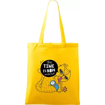 The time is meow - Taška bavlněná - 42 x 38 cm ( Žlutá )