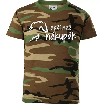 Chlapecké tričko Lepší než nákupák - Dětské maskáčové triko - 134 cm/8 let ( Hnědý maskáč )