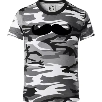 Chlapecké tričko Mustache - knírek - Dětské maskáčové triko - 134 cm/8 let ( Šedý maskáč )