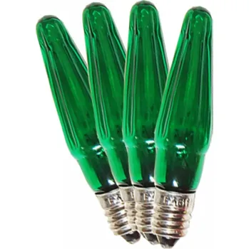 Vánoce Žárovky pro řetěz ASTERIA 14V/0,1A E-10 4ks zelené svíčky (1ks)