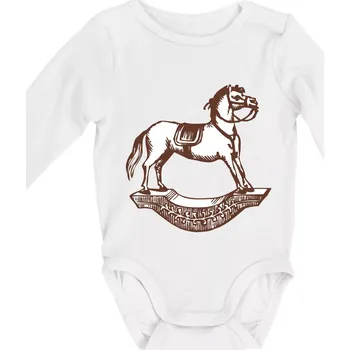 Kojenecký body Houpací kůň - Body kojenecké s dlouhým rukávem - Dlouhý r. do 3 měs ( Bílá )