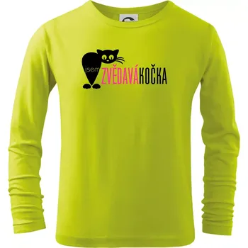Chlapecké tričko Jsem zvědavá kočka - Triko dětské Long Sleeve - 134 cm/8 let ( Limetková )