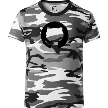 Chlapecké tričko Kočka v kolečku - Dětské maskáčové triko - 134 cm/8 let ( Šedý maskáč )