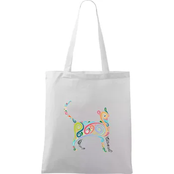 Nákupní taška Kočka barevné křivky - Taška bavlněná - 42 x 38 cm ( Bílá )