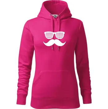 Dámská mikina Mustache brýle - Mikina dámská Cape s kapucí - XL ( Purpurová )