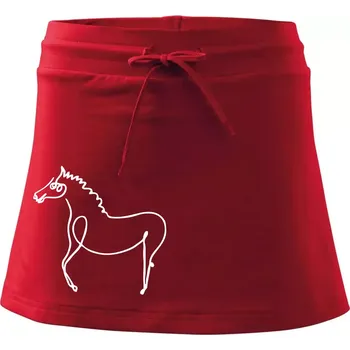 Dámská sukně Kůň kreslený - Sportovní sukně - two in one - XL ( Červená )
