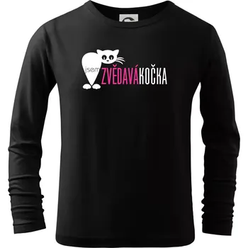 Chlapecké tričko Jsem zvědavá kočka - Triko dětské Long Sleeve - 122 cm/6 let ( Černá )