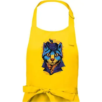 Kuchyňská zástěra Kocour sympaťák - Pánská zástěra na vaření - Univerzální velikost ( Žlutá )