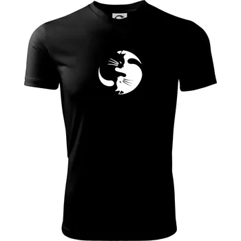 Pánské oblečení Kočka - Jin jang - Pánské triko Fantasy sportovní (dresovina) - L ( Černá )