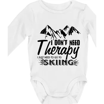 I dont need therapy - Skiing - Body kojenecké s dlouhým rukávem - Dlouhý r. 6-12 měs ( Bílá )