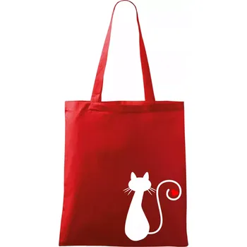 Nákupní taška Zamilovaná kočka ocásek - Taška bavlněná - 42 x 38 cm ( Červená )