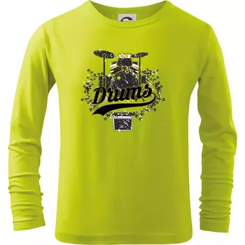 Chlapecké tričko Drums - kreslené bubny - Triko dětské Long Sleeve - 158 cm/12 let ( Limetková )