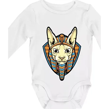 Egyptská kočka - Body kojenecké s dlouhým rukávem - Dlouhý r. 6-12 měs ( Bílá )