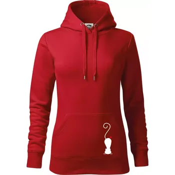 Dámská mikina Zamilovaná kočka ležící - Mikina dámská Cape s kapucí - XL ( Červená )
