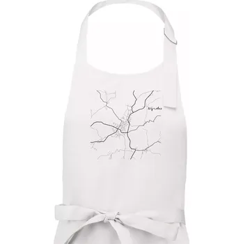 Kuchyňská zástěra Černobílá mapa Nýrsko 340 22 - Dámská zástěra na vaření - Univerzální velikost ( Bílá )