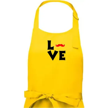 Kuchyňská zástěra Love mustache - Dámská zástěra na vaření - Univerzální velikost ( Žlutá )