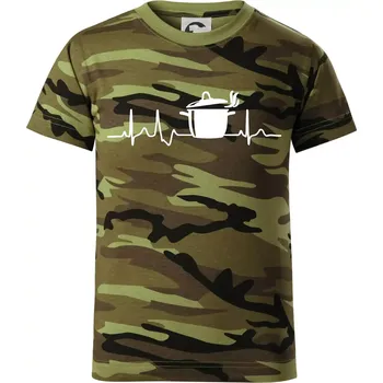 EKG kuchař hrnec - Dětské maskáčové triko - 146 cm/10 let ( Zelený maskáč )