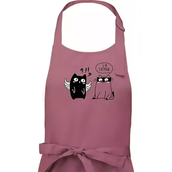 Kuchyňská zástěra Catman - Dámská zástěra na vaření - Univerzální velikost ( Starorůžová )