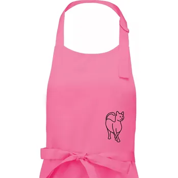 Kuchyňská zástěra Ladná kočka - Dámská zástěra na vaření - Univerzální velikost ( Růžová )