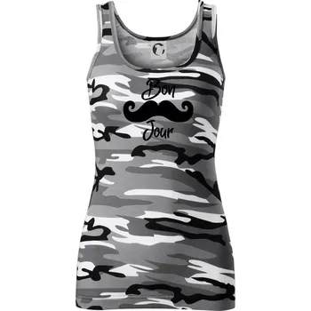 Dámské tričko Mustache Bon Jour - Dámské Maskáčové tílko - S ( Šedý maskáč )