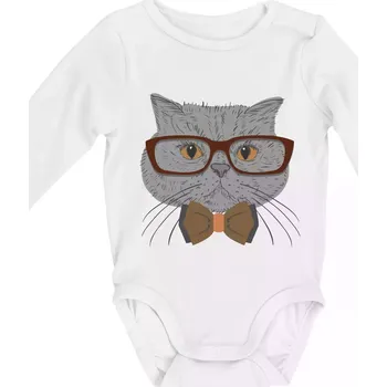 Hipster britská modrá - Body kojenecké s dlouhým rukávem - Dlouhý r. do 3 měs ( Bílá )