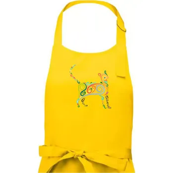 Kuchyňská zástěra Kočka barevné křivky - Dámská zástěra na vaření - Univerzální velikost ( Žlutá )