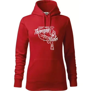Dámská mikina I don't Therapy Ride - jezdkyně - Mikina dámská Cape s kapucí - S ( Červená )