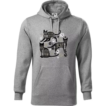 Pánská mikina Cat itself - Mikina pánská Cape s kapucí - 4XL ( Tmavě šedý melír )