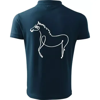 Pánská košile Kůň kreslený - Polokošile pánská Pique Polo 203 - 2XL ( Námořní modrá (velmi tmavá - téměř černá) )