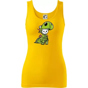 Dámské tričko Kočkosaurus Rex - Dámské tílko - L ( Žlutá )